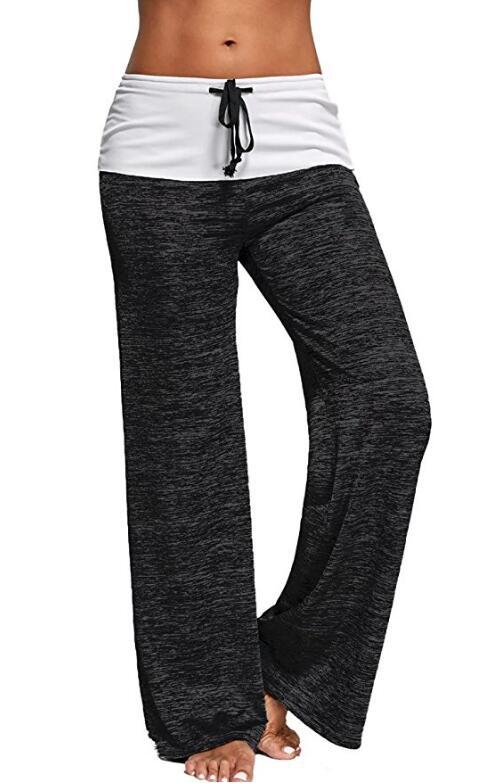 SZ60026-4 Женские свободные леггинсы для йоги с широкими штанинами Foldover Heather